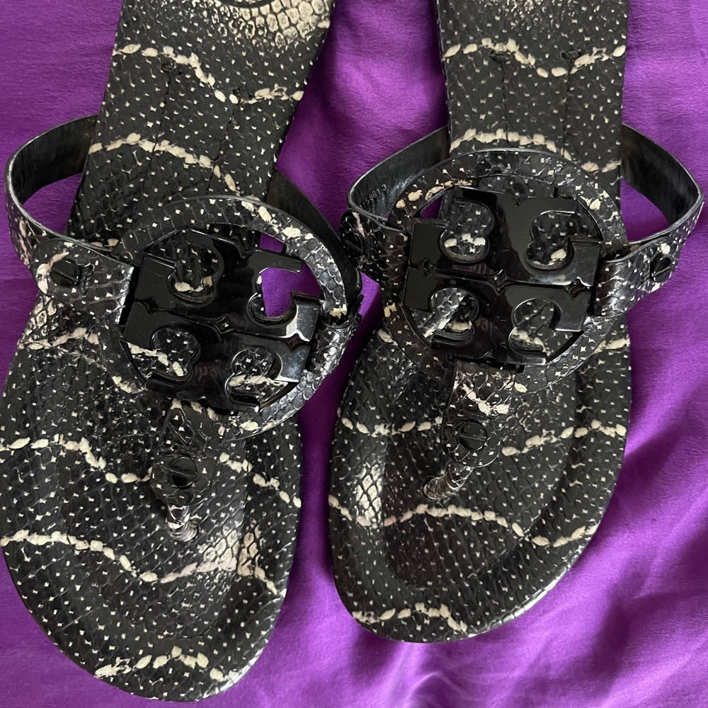 Tory Burch black and white sandals, size 9